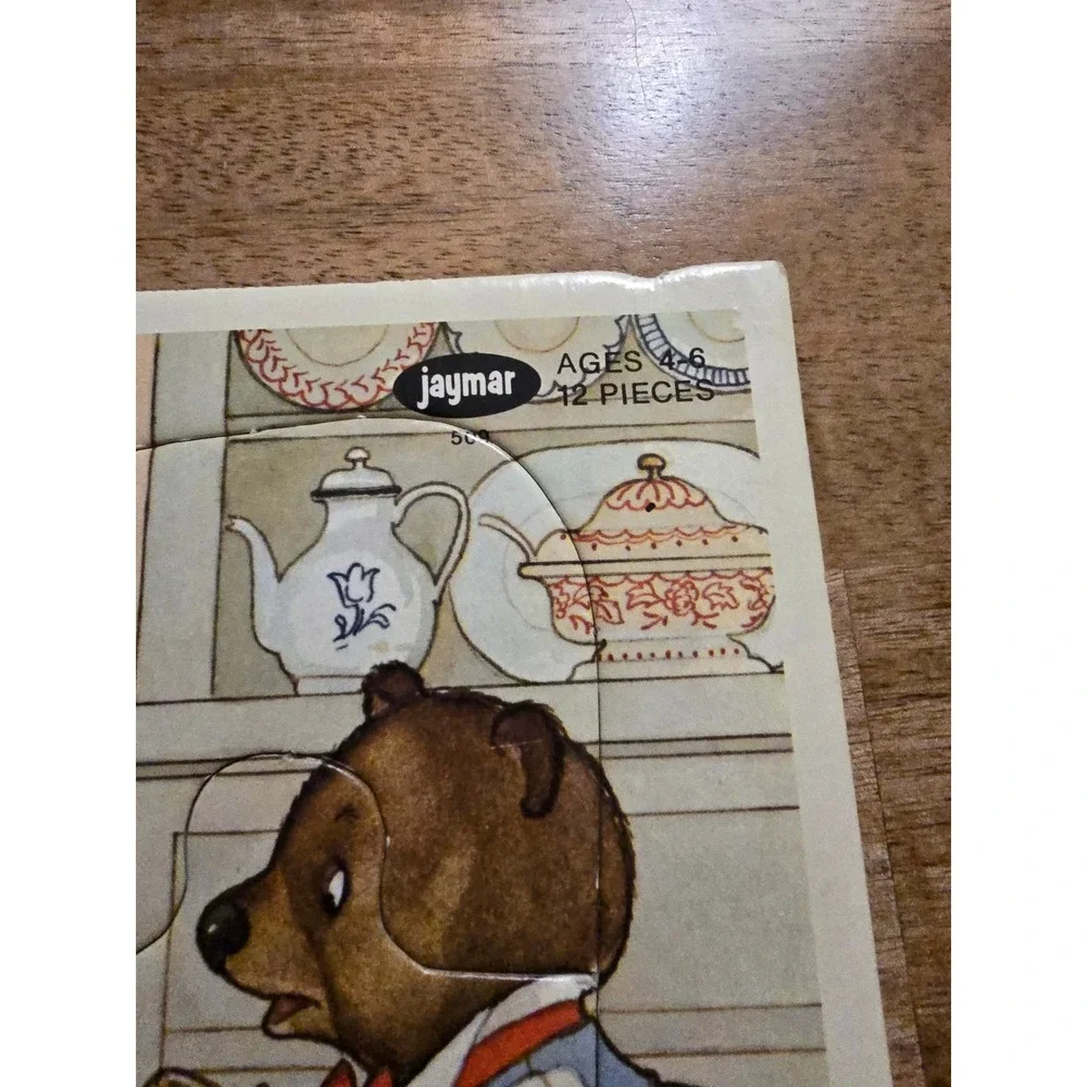 Vintage Jaymar Goldilocks and the Three Bears 12 Piece Inlaid Cardboard Puzzle